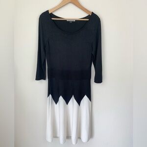 Danny & Nicole Black and White Knit Fit-and-Flare Sweater Dress